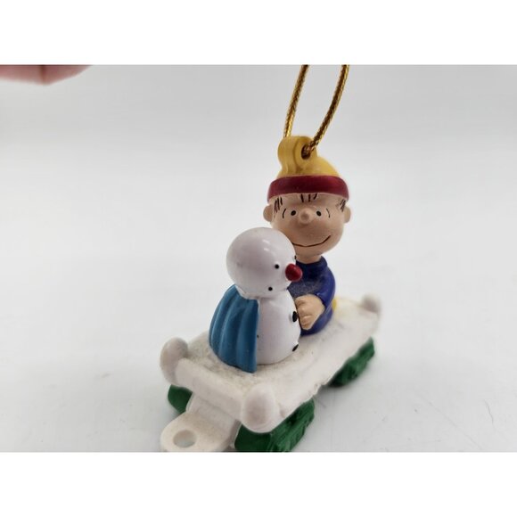 Peanuts Linus & Snowman On Train Vintage Christmas Tree Ornament - Picture 9 of 9